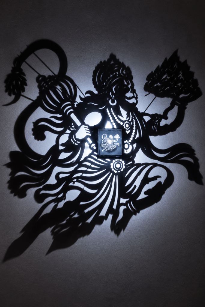 3D Printed Hanuman Shadow Lamp with LED Light Projection